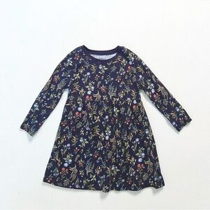 Old Navy Toddler Fit & Flare Jersey Dress Navy Floral Cotton Long Sleeve Cute 2T